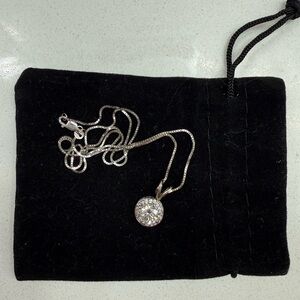 White Gold Round Diamond Pendant Necklace